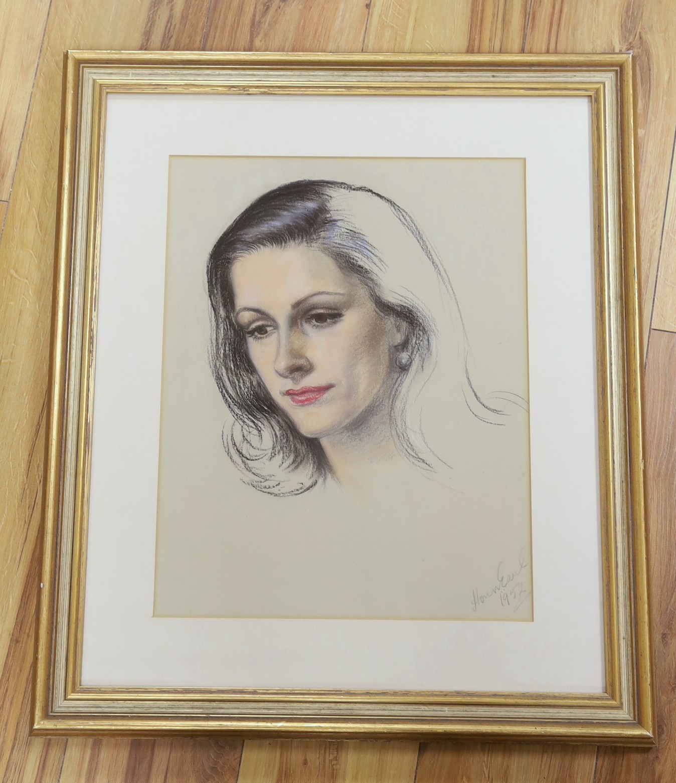 Honor Earl (1901-1996), pastel on paper, portrait of a young female, signed and dated 1952, 45 x 35cm